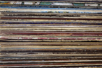 Photo of a stack of old vinyl records

