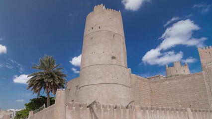 Historic fort at the Museum of Ajman timelapse hyperlapse, United Arab Emirates