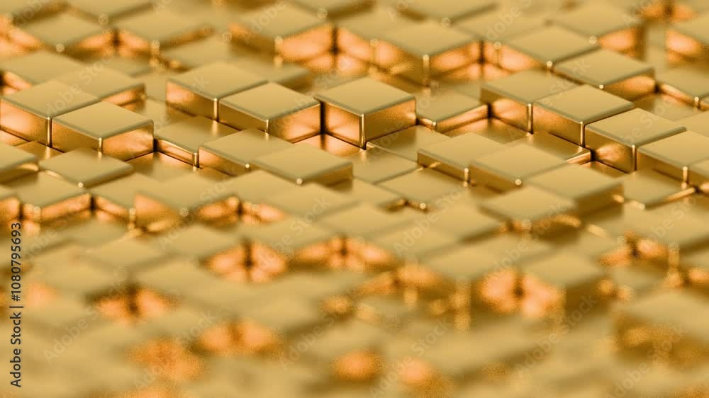 Poster abstract gold cubic surface with shimmering texture