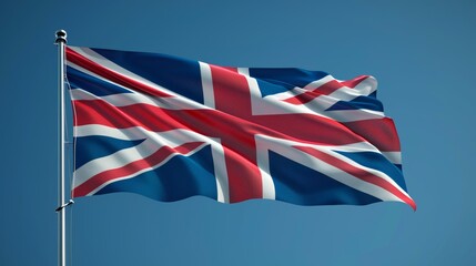 Waving Flag of Unity Against a Clear Blue Sky Generative AI