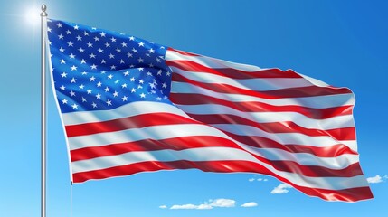 Patriotic Symbol of Unity Against a Clear Blue Sky Generative AI