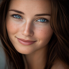 Obraz premium Portrait of a beautiful woman with radiant and healthy skin, Generative AI