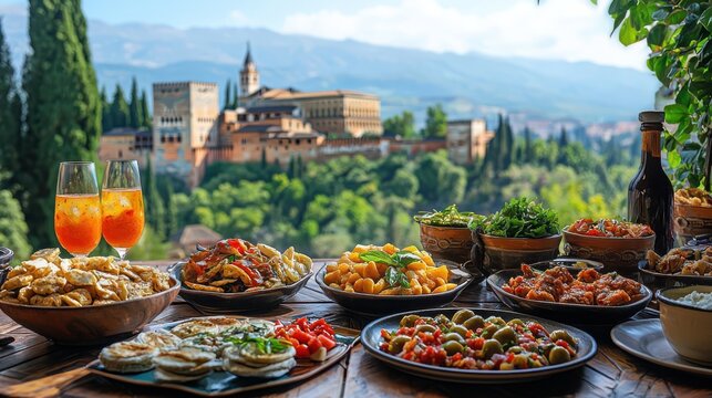 Savor spanish tapas while enjoying stunning views of the alhambra in granada spain