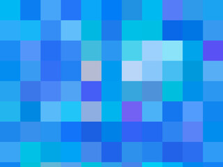 Abstract gradient blue pixelated background. Illustration painted with oils. Violet blue squares. Geometric pattern. Square blocks. Mosaic artwork.