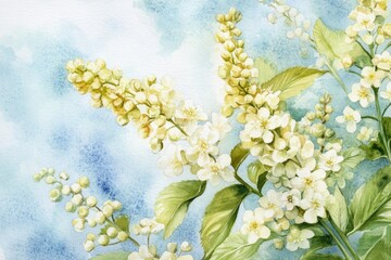 Hand Painted Meadowsweet Herb for Alternative Medicine Treatment