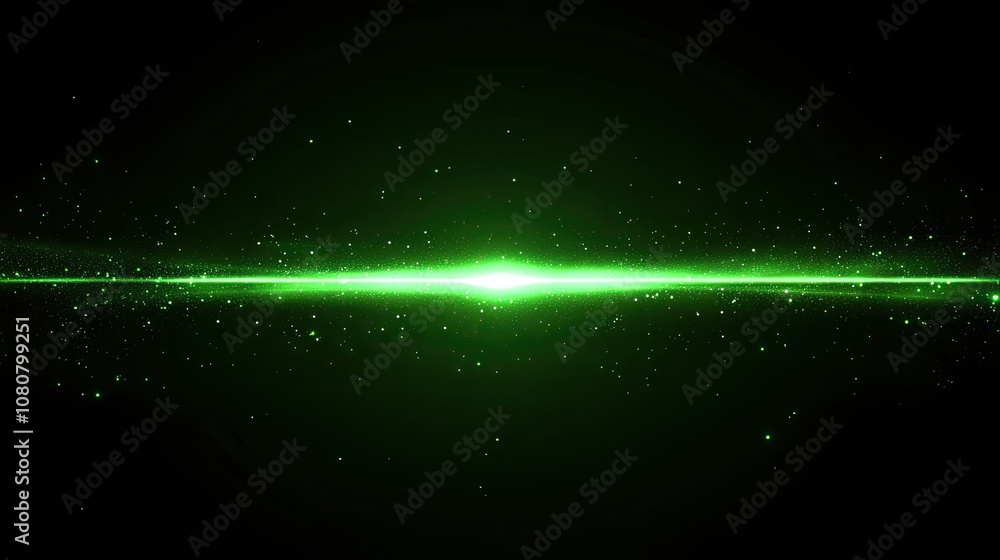 Poster bright green light bokeh flares on black, perfect for adding depth and sparkle to overlays or backgr