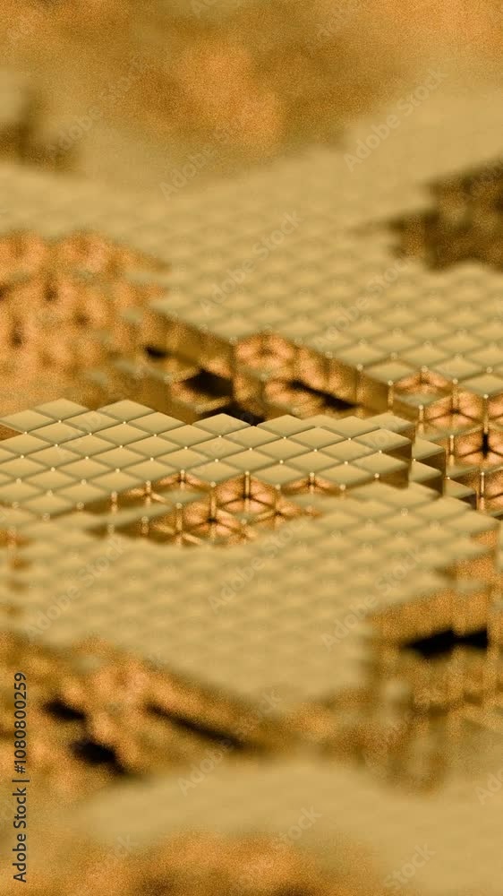 Poster abstract gold cubic surface with shimmering texture