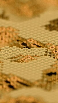 Abstract Gold Cubic Surface with Shimmering Texture