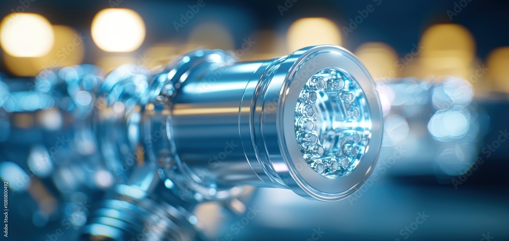 Fototapete turbocharger installation concept. a close-up of a futuristic, metallic component featuring intricat