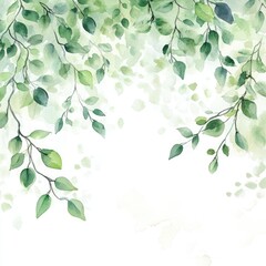 Watercolor Greenery Collection: Hand-Painted Botanical Illustration with Foliage and Tree Branches