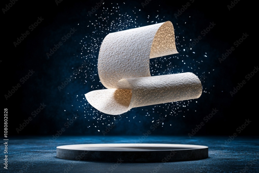 Poster a digital 3d illustration of paper sheets floating in air, with delicate lighting and shadowing