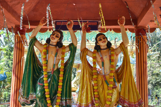 Sri Chaitanya statue at Gupta Vrindavan in Puri, Odisha, India. Gupta Vrindavan in Puri, Odisha. Sri Goura Bihar Ashrama. Interesting place of Puri.