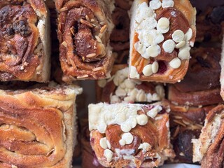 Closeup of Freshly Baked Cinnamon Rolls