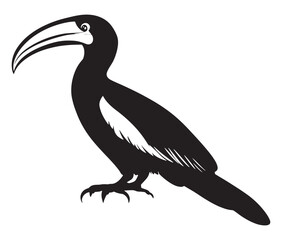 Obraz premium Hornbill bird isolated on white background, Silhouette of a hornbill animal bird vector