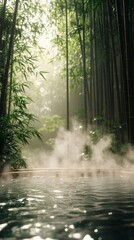 Fototapeta premium Secluded hot spring in bamboo grove.
