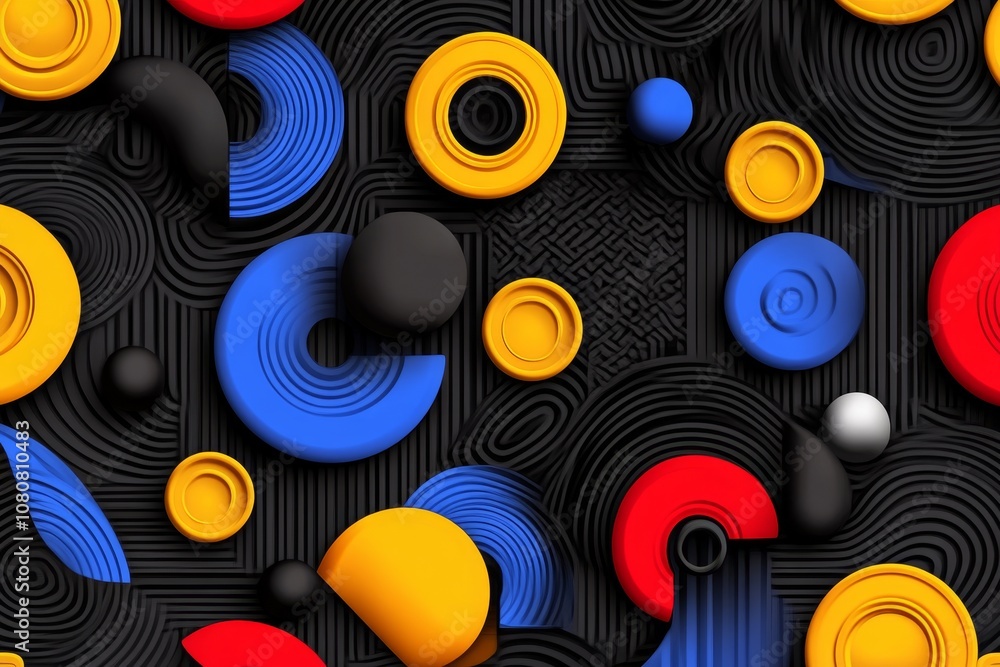 Poster Abstract minimalist puzzle pattern with simple lines and clean shapes