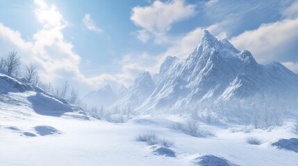 Obraz premium Snow covered mountain landscape in winter