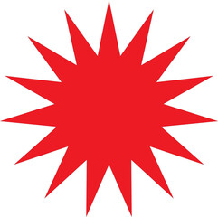 Red Starburst Graphic Design - High-Resolution Red 16-Point Star Shape