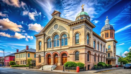 Obraz premium Newport Touro Synagogue AI Photo, Historic American Synagogue, Rhode Island, Architecture