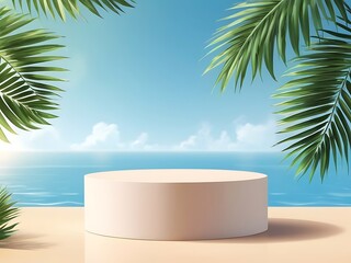 Fototapeta premium podium white show product minimal add object natural plant background mockup cosmetic. Free Vector