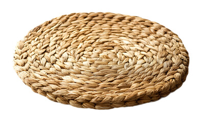 Obraz premium Round woven straw mat on a transparent background. isolated background.