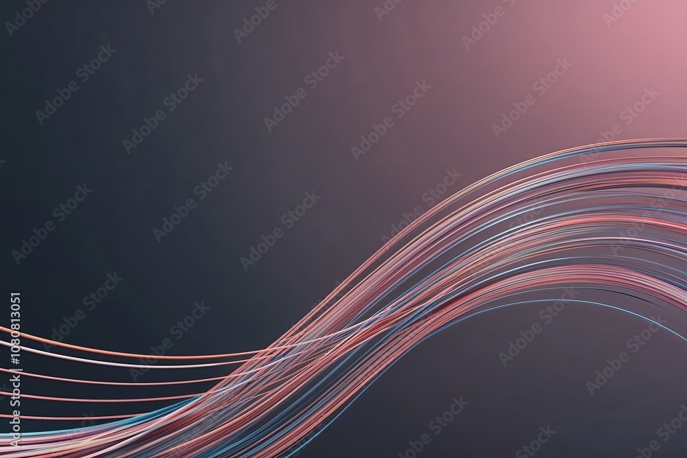 Poster dynamic flowing curve lines background in 3d rendering