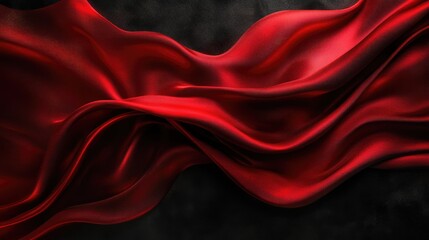 Obraz premium Artistic depiction of fluidity showcasing red silk like waves that undulate on a dark canvas