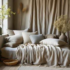 sofa and pillows