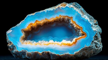 Blue Agate Slice Texture, a mesmerizing close-up of a blue agate stone slice, showcasing its intricate patterns and vibrant hues, perfect for digital backgrounds and wallpapers.