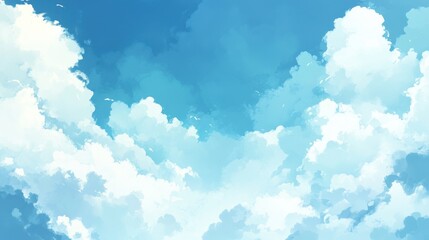 Serene and Dreamy Sky Background with Soft White Clouds on a Clear Blue Background for Tranquil Settings and Artistic Inspiration