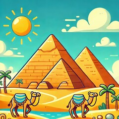 Cairo Pyramids in Playful Colors