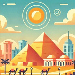 Cairo Pyramids in Playful Colors