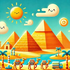 Cairo Pyramids in Playful Colors