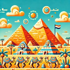 Cairo Pyramids in Playful Colors