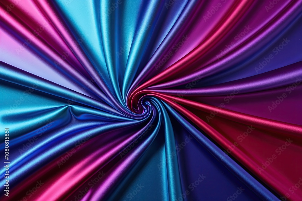 Poster vibrant flowing satin fabric with wavy gradient patterns in a 3d background
