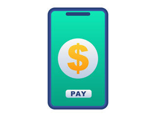 Pay with USD smartphone blanking flat concept design