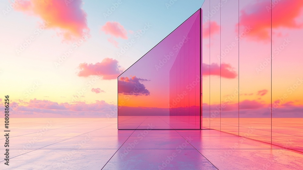 Poster vibrant glossy cubes, a modern tech wallpaper featuring precisely aligned violet and orange blocks, 