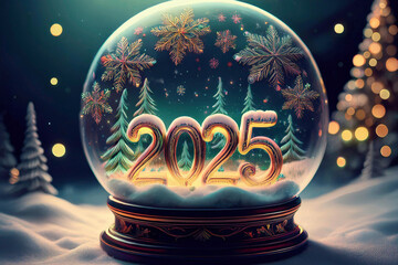 new year 2025 in snow globe