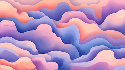 Obraz premium Colorful Abstract Waves with Soft Gradients in Pastel Shades, Ideal for Backgrounds, Textures, and Artistic Projects, Vibrant Fluid Shapes in Serenity and Calmness