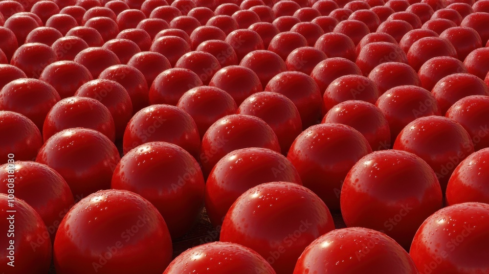 Poster a sea of vibrant red balls creating a captivating abstract pattern in a playful and fun environment 