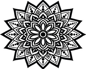 Indian traditional mandala art design line art vector 