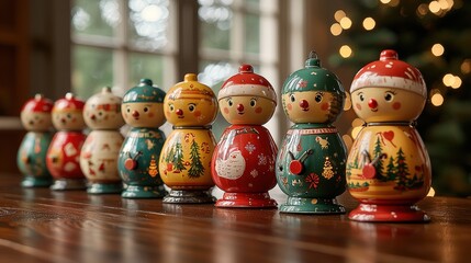 Charming vintage christmas figurines with festive designs in cozy holiday setting