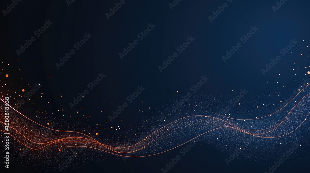 Poster Abstract Background Featuring Gentle Waves with Dynamic Glow and Floating Particles Highlighting Fluid Motion in Dark Blue Tones