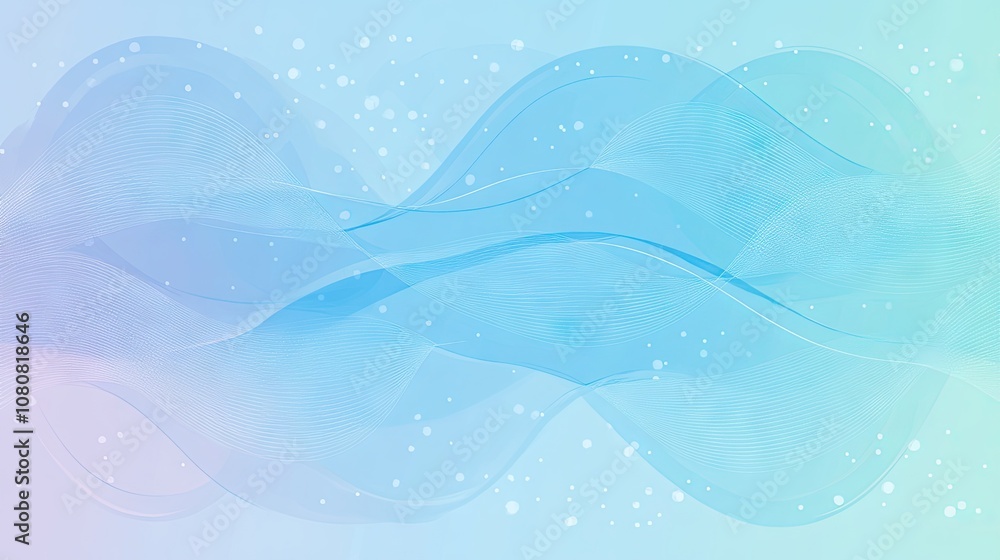 Poster Soft Flowing Waves with Subtle Gradient and Light Speckles on a Calm Background Ideal for Designs, Backgrounds, and Abstract Art Projects