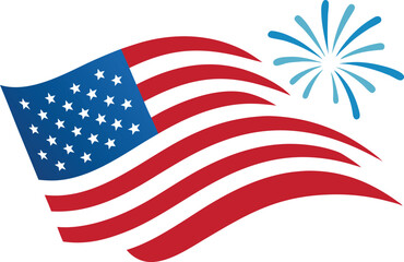 4th of July flag waving with fireworks art