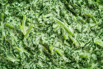 Close-Up of Spinach Dip with Creamy Consistency, Emphasizing Its Rich Green Color and Velvety Texture. Ideal for Recipe Websites, Cooking Content, or Snack Advertisements.