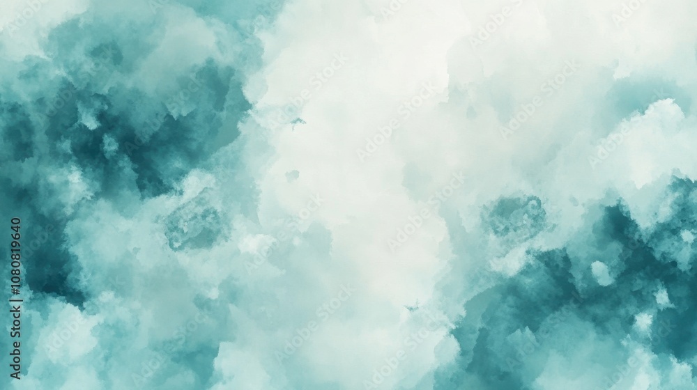 Aufkleber tranquil abstract background with soft aqua and teal hues ideal for relaxing spaces, digital creatio