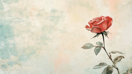 Elegant Rose on a Soft Textured Background, Capturing the Beauty of Nature with Hints of Colorful Pastels and Subtle Brushwork in a Serene Composition