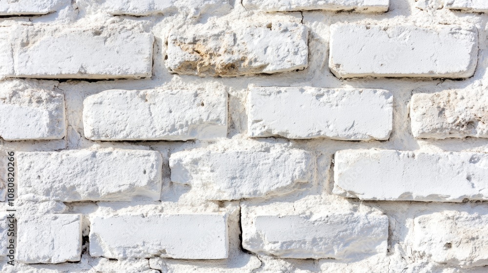 Poster detailed close-up of a rough white painted brick wall with texture showing light and shadow variatio