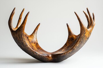Fototapeta premium Elegant antlers in warm brown tones, perfect for winter decor, Christmas themes, or minimalist design usage enhancing holiday branding.